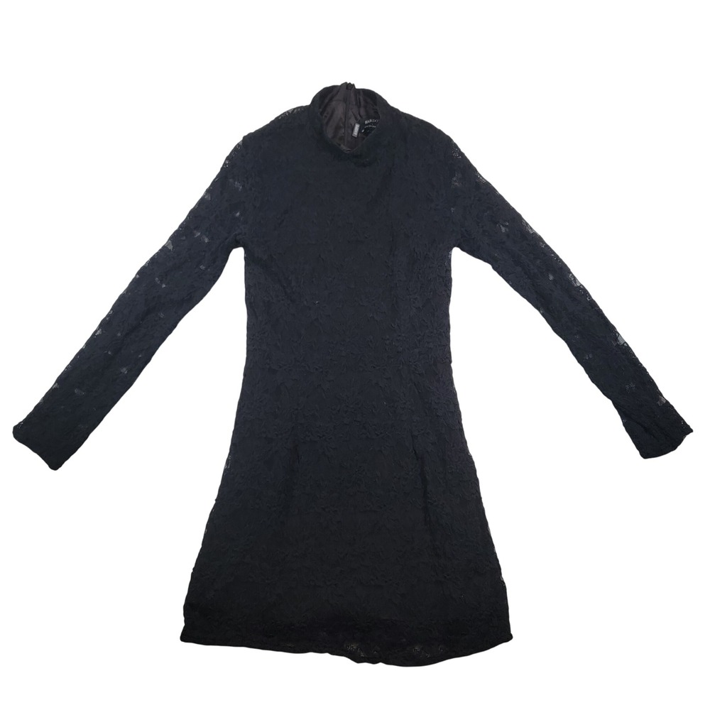 NWOT Bardot Shift Mini Dress Women's Sz Large US 8 Black Sheer Lace Long Sleeve